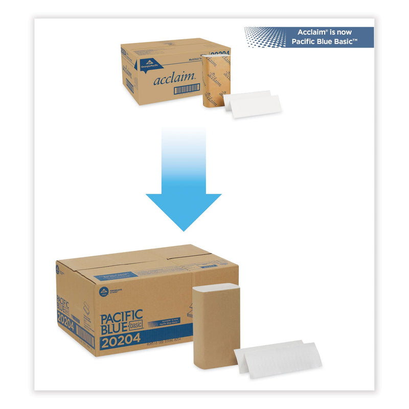 Georgia Pacific Pacific Blue Basic Folded Paper Towel, 9.2 x 9.4, White, 250/Pack, 16 Packs/Carton Georgia Pacific Pacific Blue Basic Folded Paper Towel, 9.2 x 9.4, White, 250/Pack, 16 Packs/Carton