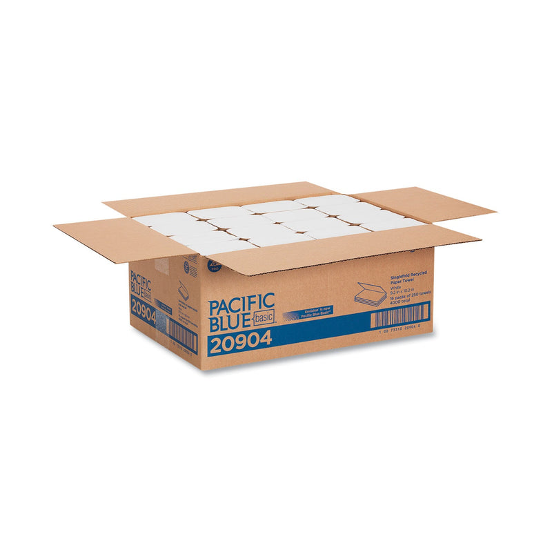 Georgia Pacific Pacific Blue Basic S-Fold Paper Towels, 10.25 x 9.25, White, 250/Pack, 16 Packs/Carton Georgia Pacific Pacific Blue Basic S-Fold Paper Towels, 10.25 x 9.25, White, 250/Pack, 16 Packs/Carton