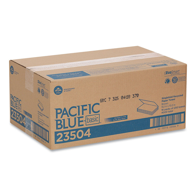 Georgia Pacific Pacific Blue Basic S-Fold Paper Towels, 10.25 x 9.25, Brown, 250/Pack, 16 Packs/Carton Georgia Pacific Pacific Blue Basic S-Fold Paper Towels, 10.25 x 9.25, Brown, 250/Pack, 16 Packs/Carton