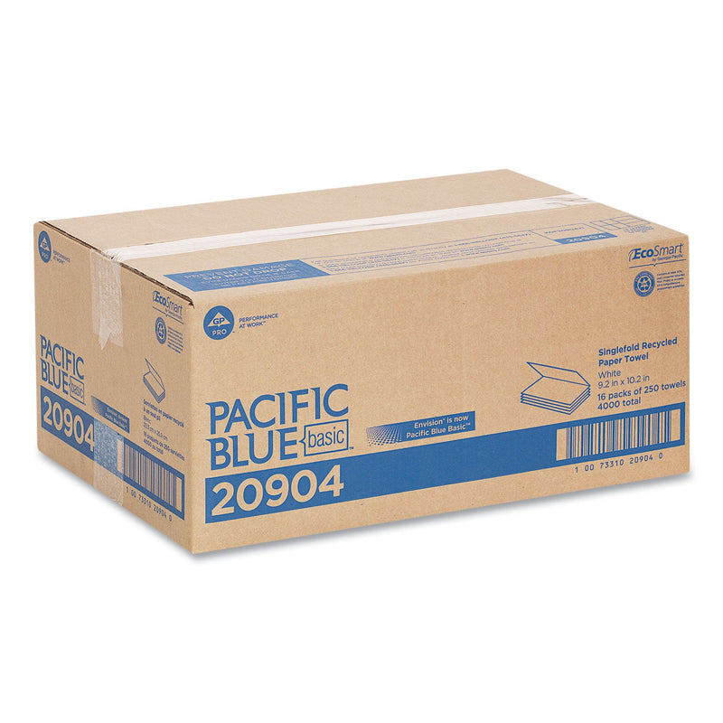 Georgia Pacific Pacific Blue Basic S-Fold Paper Towels, 10.25 x 9.25, White, 250/Pack, 16 Packs/Carton Georgia Pacific Pacific Blue Basic S-Fold Paper Towels, 10.25 x 9.25, White, 250/Pack, 16 Packs/Carton