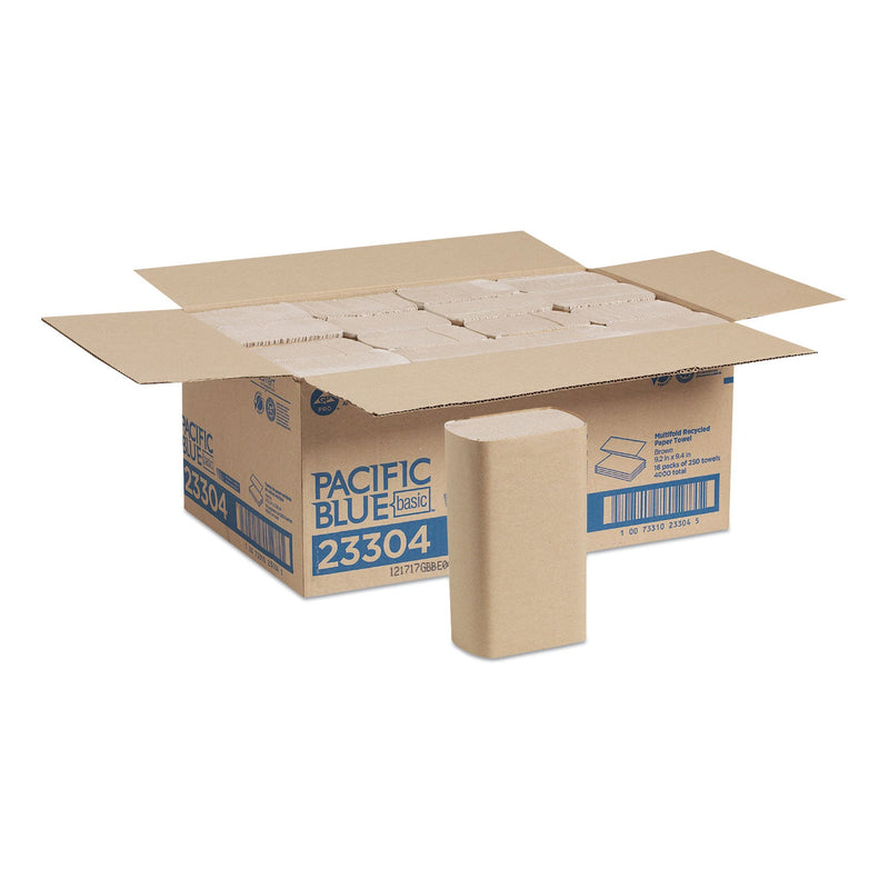 Georgia Pacific Pacific Blue Basic M-Fold Paper Towels, 9.2 x 9.4, Brown, 250/Pack, 16 Packs/Carton Georgia Pacific Pacific Blue Basic M-Fold Paper Towels, 9.2 x 9.4, Brown, 250/Pack, 16 Packs/Carton