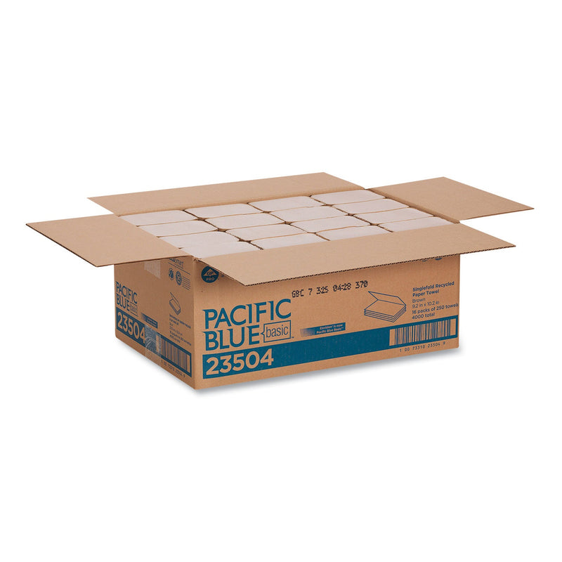Georgia Pacific Pacific Blue Basic S-Fold Paper Towels, 10.25 x 9.25, Brown, 250/Pack, 16 Packs/Carton Georgia Pacific Pacific Blue Basic S-Fold Paper Towels, 10.25 x 9.25, Brown, 250/Pack, 16 Packs/Carton