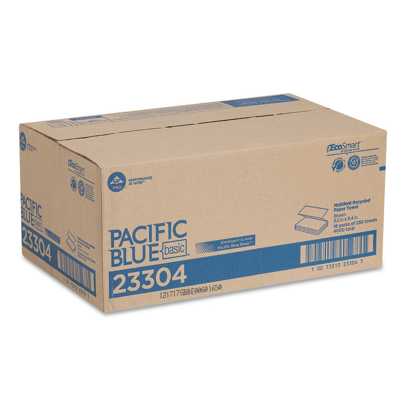 Georgia Pacific Pacific Blue Basic M-Fold Paper Towels, 9.2 x 9.4, Brown, 250/Pack, 16 Packs/Carton Georgia Pacific Pacific Blue Basic M-Fold Paper Towels, 9.2 x 9.4, Brown, 250/Pack, 16 Packs/Carton