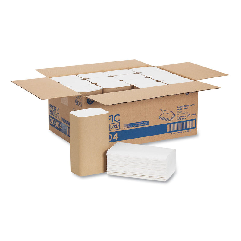 Georgia Pacific Pacific Blue Basic S-Fold Paper Towels, 10.25 x 9.25, White, 250/Pack, 16 Packs/Carton Georgia Pacific Pacific Blue Basic S-Fold Paper Towels, 10.25 x 9.25, White, 250/Pack, 16 Packs/Carton