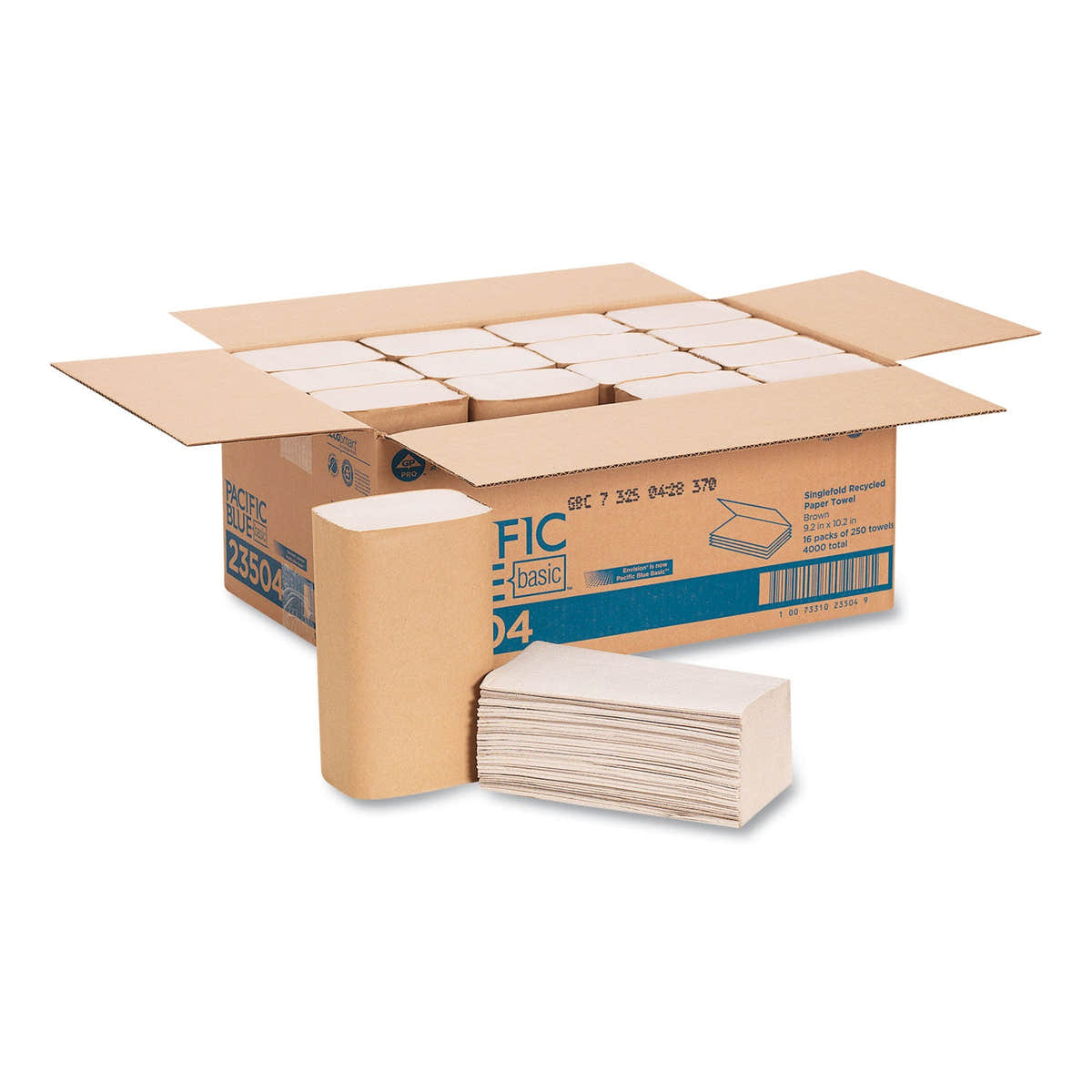 Georgia Pacific Pacific Blue Basic S-Fold Paper Towels, 10.25 x 9.25, Brown, 250/Pack, 16 Packs/Carton Georgia Pacific Pacific Blue Basic S-Fold Paper Towels, 10.25 x 9.25, Brown, 250/Pack, 16 Packs/Carton