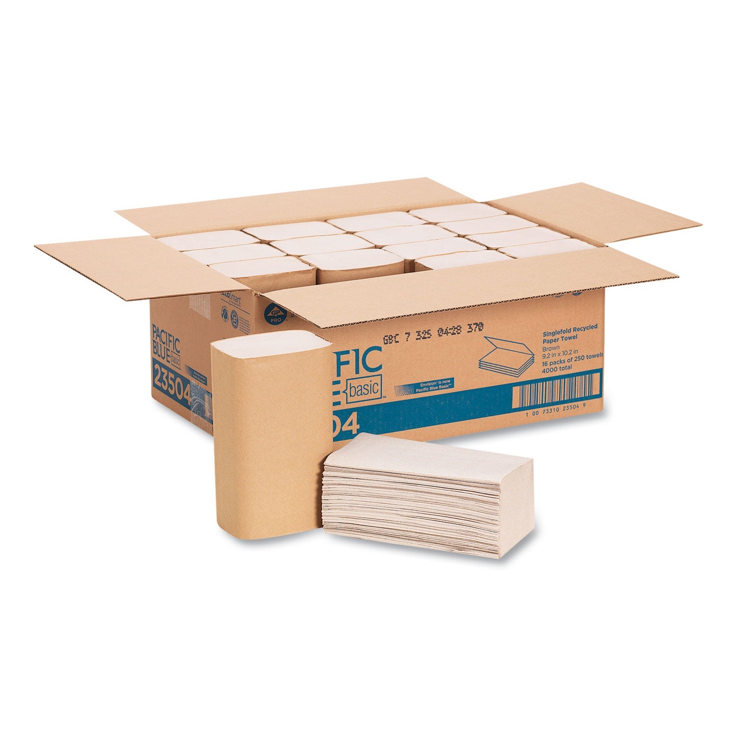 Georgia Pacific Pacific Blue Basic S-Fold Paper Towels, 10.25 x 9.25, Brown, 250/Pack, 16 Packs/Carton Georgia Pacific Pacific Blue Basic S-Fold Paper Towels, 10.25 x 9.25, Brown, 250/Pack, 16 Packs/Carton