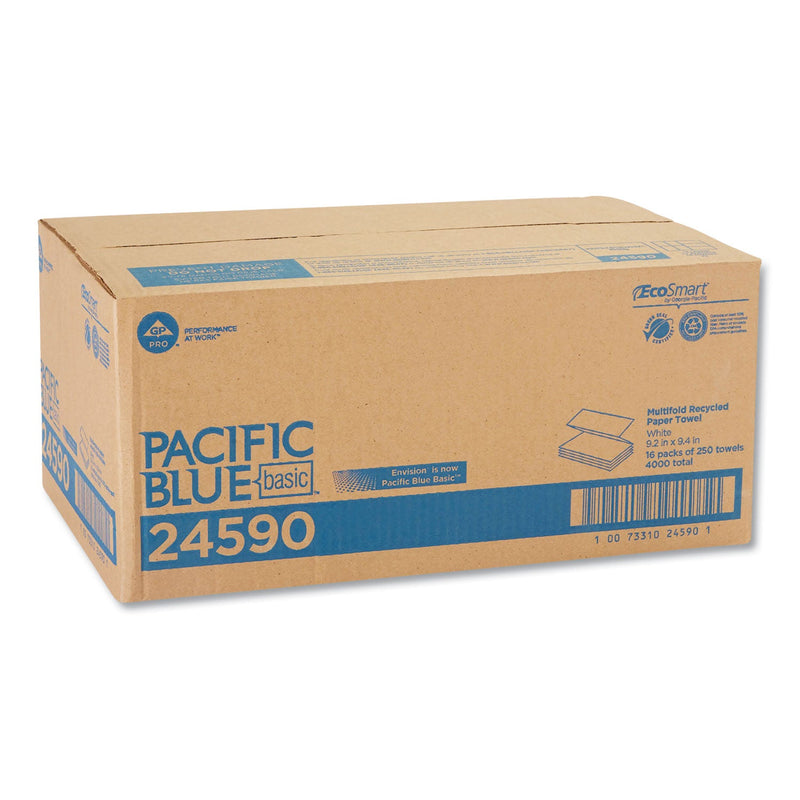 Georgia Pacific Pacific Blue Basic M-Fold Paper Towels, 9.2 x 9.4, White, 250/Pack, 16 Packs/Carton Georgia Pacific Pacific Blue Basic M-Fold Paper Towels, 9.2 x 9.4, White, 250/Pack, 16 Packs/Carton