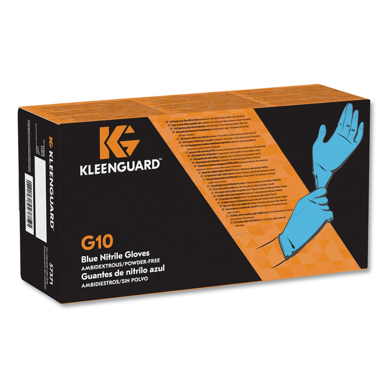 KleenGuard G10 Blue Nitrile Gloves, General Purpose, 242 mm Length, Small, 100/Box KleenGuard G10 Blue Nitrile Gloves, General Purpose, 242 mm Length, Small, 100/Box