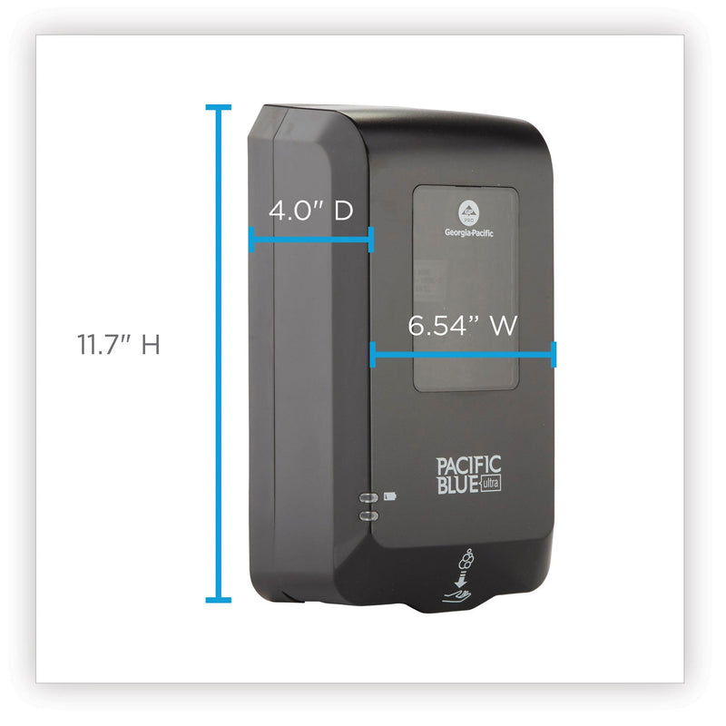 Georgia Pacific Pacific Blue Ultra Automated Touchless Soap/Sanitizer Dispenser, 1,000 mL, 6.54 x 11.72 x 4, Black Georgia Pacific Pacific Blue Ultra Automated Touchless Soap/Sanitizer Dispenser, 1,000 mL, 6.54 x 11.72 x 4, Black