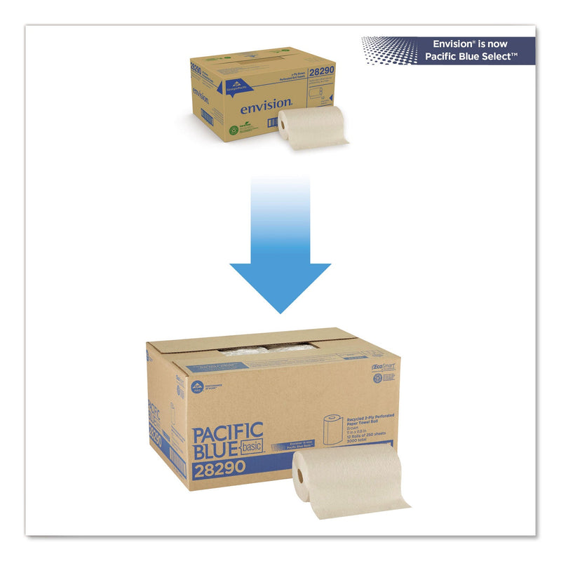 Georgia Pacific Pacific Blue Basic Jumbo Perforated Kitchen Roll Paper Towels, 2-Ply, 11 x 8.8, Brown, 250/Roll, 12 Rolls/Carton Georgia Pacific Pacific Blue Basic Jumbo Perforated Kitchen Roll Paper Towels, 2-Ply, 11 x 8.8, Brown, 250/Roll, 12 Rolls/Carton