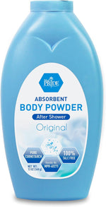 MedPride Premium 100% Talc Free Baby Powder w/seal - Blue Bottle - 13 oz, 24/cs. MedPride Premium 100% Talc Free Baby Powder w/seal - Blue Bottle - 13 oz, 24/cs.
