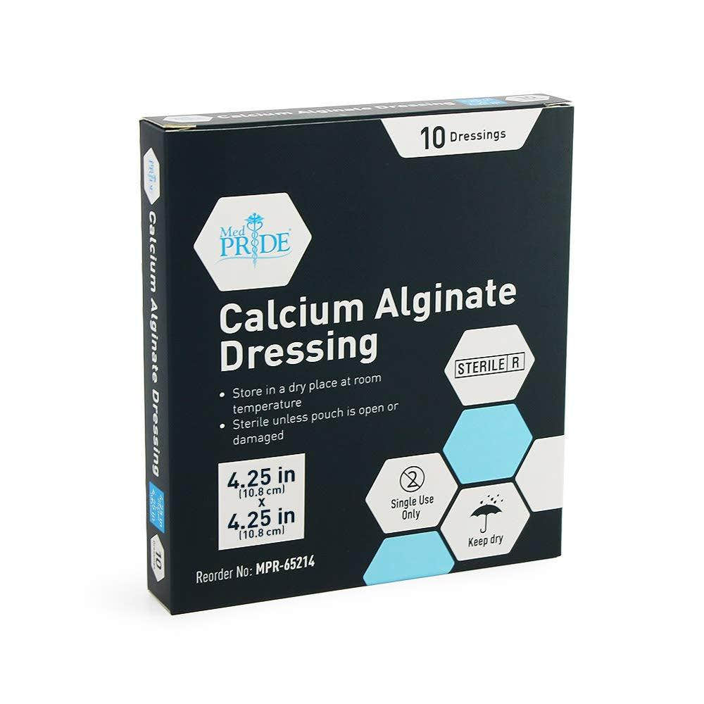 MedPride Calcium Alginate Dressing 4.25"x4,25” Wound Dressing Pads, 10/Box, Case of 12 (120 Count) MedPride Calcium Alginate Dressing 4.25"x4,25” Wound Dressing Pads, 10/Box, Case of 12 (120 Count)