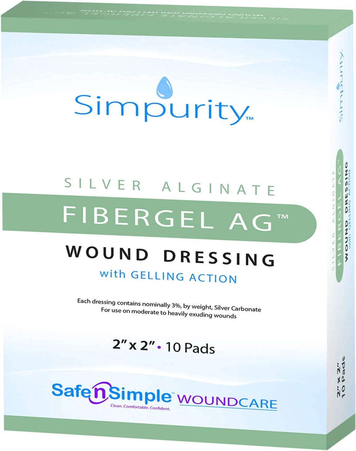 Safe N Simple Simpurity Silver Alginate Fibergel AG Wound Dressing (100 Count) Safe N Simple Simpurity Silver Alginate Fibergel AG Wound Dressing (100 Count)