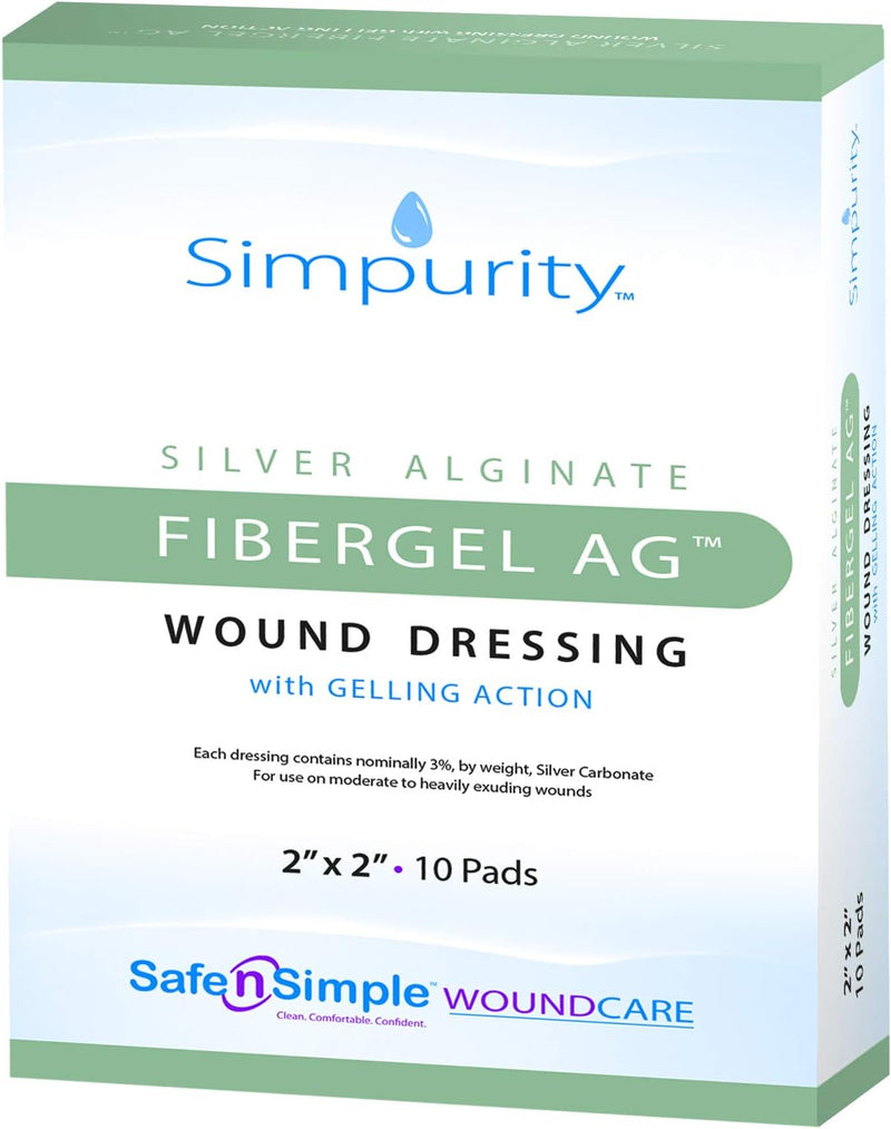 Safe N Simple Simpurity Silver Alginate Fibergel AG Wound Dressing (100 Count) Safe N Simple Simpurity Silver Alginate Fibergel AG Wound Dressing (100 Count)