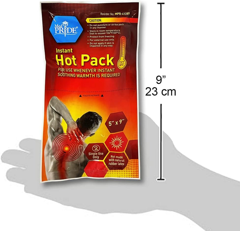 MedPride Instant Hot Packs Disposable Warm Compress Heating Pads - 5" x 9" - 24/cs. MedPride Instant Hot Packs Disposable Warm Compress Heating Pads - 5" x 9" - 24/cs.