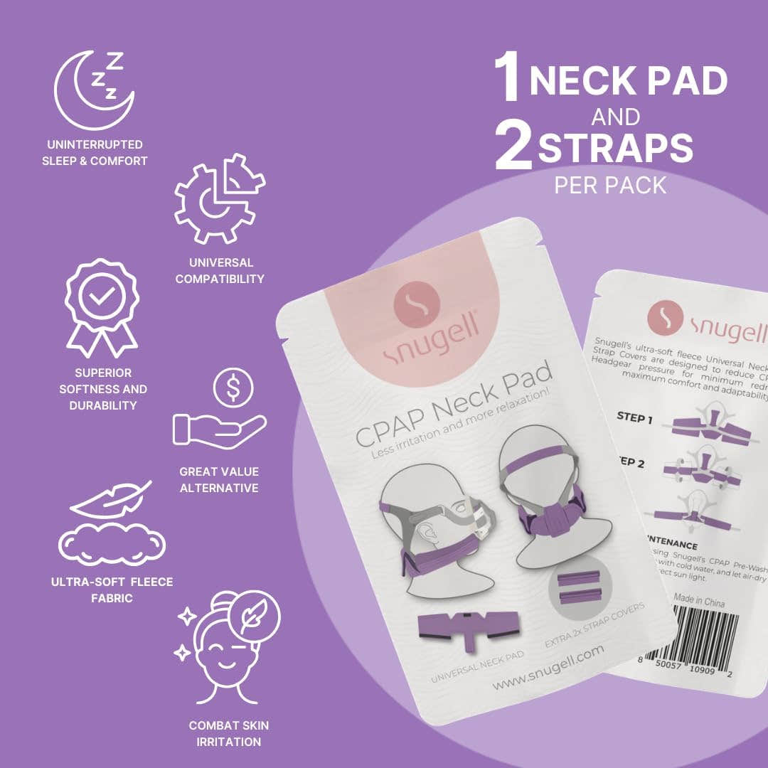 CPAP Neck Pad and Headgear Strap Covers - Fits All Major Headgear Brands (Purple) CPAP Neck Pad and Headgear Strap Covers - Fits All Major Headgear Brands (Purple)