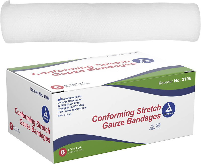 Dynarex Stretch Gauze Bandage Roll, 6"- 6ea/bx, 8bxs/cs (48 Count) Dynarex Stretch Gauze Bandage Roll, 6"- 6ea/bx, 8bxs/cs (48 Count)