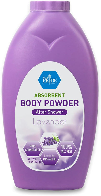 MedPride Body Powder w/seal - Lavender Bottle 13 oz, 24/cs. MedPride Body Powder w/seal - Lavender Bottle 13 oz, 24/cs.