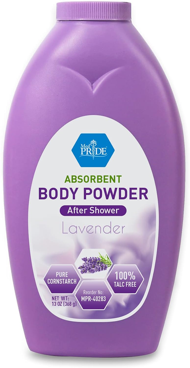 MedPride Body Powder w/seal - Lavender Bottle 13 oz, 24/cs. MedPride Body Powder w/seal - Lavender Bottle 13 oz, 24/cs.