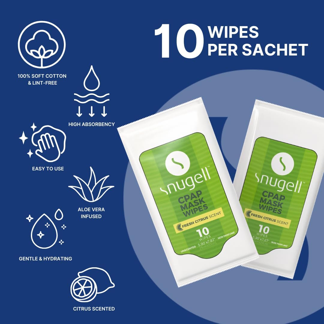 CPAP Travel Pack Mask Wipes - Citrus Scent (12 Pack, 10 sheets/pack) CPAP Travel Pack Mask Wipes - Citrus Scent (12 Pack, 10 sheets/pack)