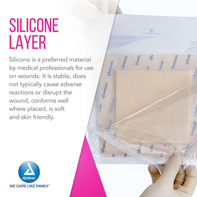 Dynarex SiliGentle - Silicone Bordered Foam Dressing, 10ea/bx, 12bxs/cs (120 Count) Dynarex SiliGentle - Silicone Bordered Foam Dressing, 10ea/bx, 12bxs/cs (120 Count)