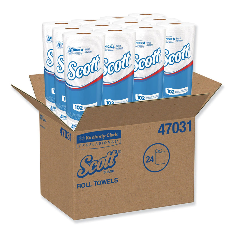Scott Choose-A-Sheet Mega Kitchen Roll Paper Towels, 1-Ply, 4.8 x 11, White, 102/Roll, 24/Carton Scott Choose-A-Sheet Mega Kitchen Roll Paper Towels, 1-Ply, 4.8 x 11, White, 102/Roll, 24/Carton