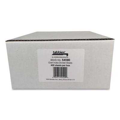 Tabbies Medical Chart Index Divider Sheets, Untabbed, 11 x 8.5, White, 400/Box Tabbies Medical Chart Index Divider Sheets, Untabbed, 11 x 8.5, White, 400/Box