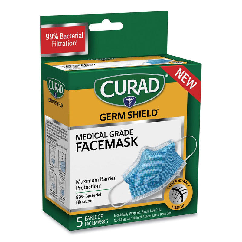 Curad Germ Shield Medical Grade Maximum Barrier Face Mask, Pleated, 10/Box Curad Germ Shield Medical Grade Maximum Barrier Face Mask, Pleated, 10/Box