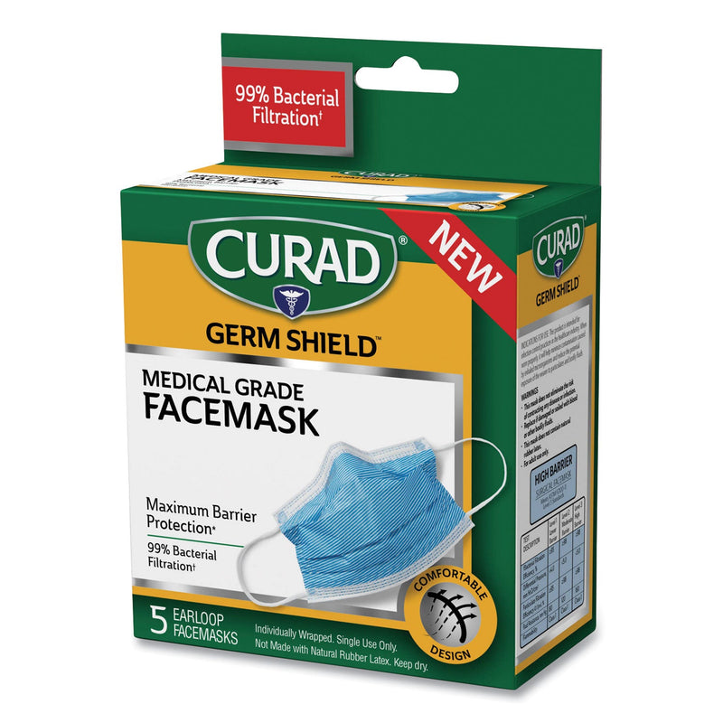 Curad Germ Shield Medical Grade Maximum Barrier Face Mask, Pleated, 10/Box Curad Germ Shield Medical Grade Maximum Barrier Face Mask, Pleated, 10/Box