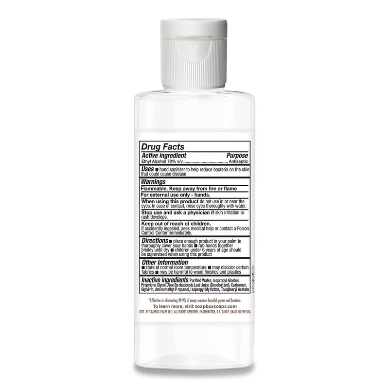 Soapbox 70% Alcohol Scented Gel Hand Sanitizer, 4 oz Flip-Top Bottle, Citrus Scent, 24/Carton Soapbox 70% Alcohol Scented Gel Hand Sanitizer, 4 oz Flip-Top Bottle, Citrus Scent, 24/Carton
