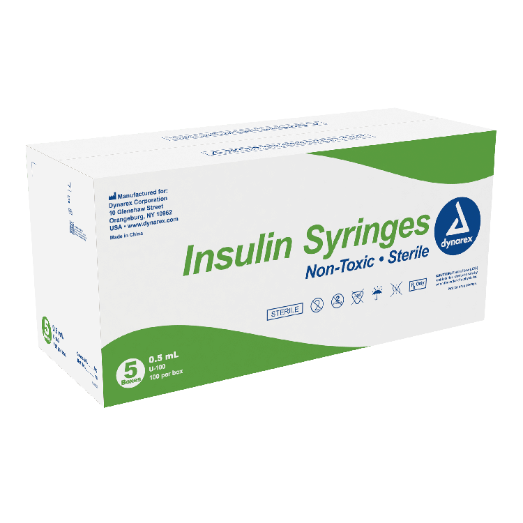 Dynarex Insulin Syringe - Non-Toxic, Individual Wrapped (500 Count) Dynarex Insulin Syringe - Non-Toxic, Individual Wrapped (500 Count)