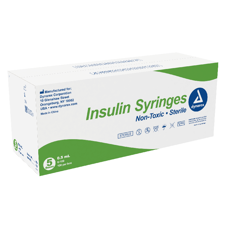 Dynarex Insulin Syringe - Non-Toxic, Multi-Pack (500 Count) Dynarex Insulin Syringe - Non-Toxic, Multi-Pack (500 Count)