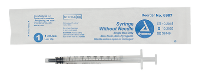 Dynarex Syringe without Needle - Non Toxic - Luer Slip, 1cc - 100ea/bx, 10bxs/cs (1000 Count) Dynarex Syringe without Needle - Non Toxic - Luer Slip, 1cc - 100ea/bx, 10bxs/cs (1000 Count)