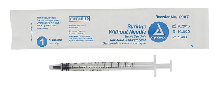 Dynarex Syringe without Needle - Non Toxic - Luer Slip, 1cc - 100ea/bx, 10bxs/cs (1000 Count) Dynarex Syringe without Needle - Non Toxic - Luer Slip, 1cc - 100ea/bx, 10bxs/cs (1000 Count)