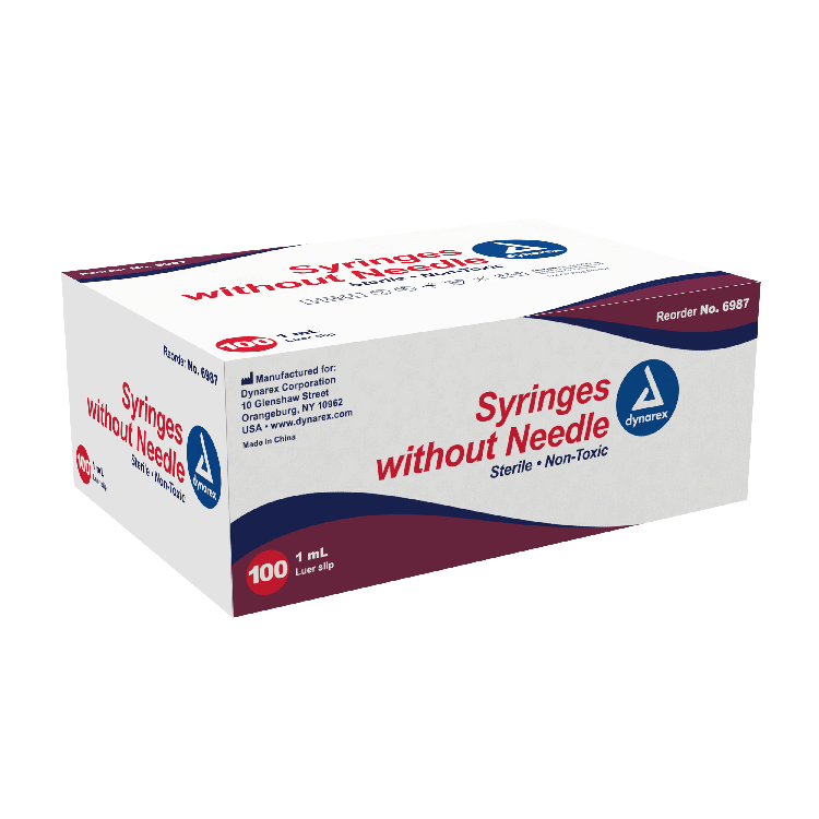 Dynarex Syringe without Needle - Non Toxic - Luer Slip, 1cc - 100ea/bx, 10bxs/cs (1000 Count) Dynarex Syringe without Needle - Non Toxic - Luer Slip, 1cc - 100ea/bx, 10bxs/cs (1000 Count)