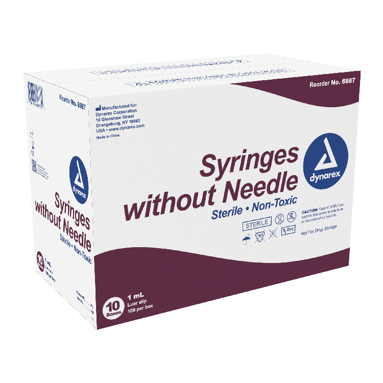 Dynarex Syringe without Needle - Non Toxic - Luer Slip, 1cc - 100ea/bx, 10bxs/cs (1000 Count) Dynarex Syringe without Needle - Non Toxic - Luer Slip, 1cc - 100ea/bx, 10bxs/cs (1000 Count)