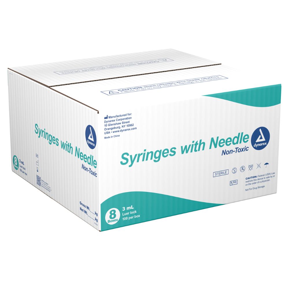 Dynarex Syringes With Needle - 3cc (800 Count) Dynarex Syringes With Needle - 3cc (800 Count)