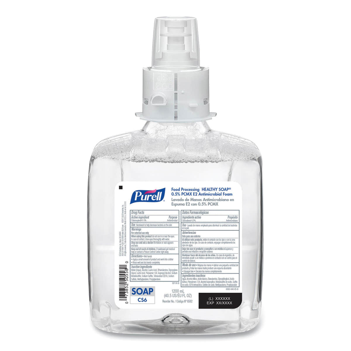 PURELL HEALTHY SOAP 0.5% PCMX E2 Antimicrobial Foam, For CS6 Dispensers, Fragrance-Free, 1,200 mL, 2/Carton PURELL HEALTHY SOAP 0.5% PCMX E2 Antimicrobial Foam, For CS6 Dispensers, Fragrance-Free, 1,200 mL, 2/Carton