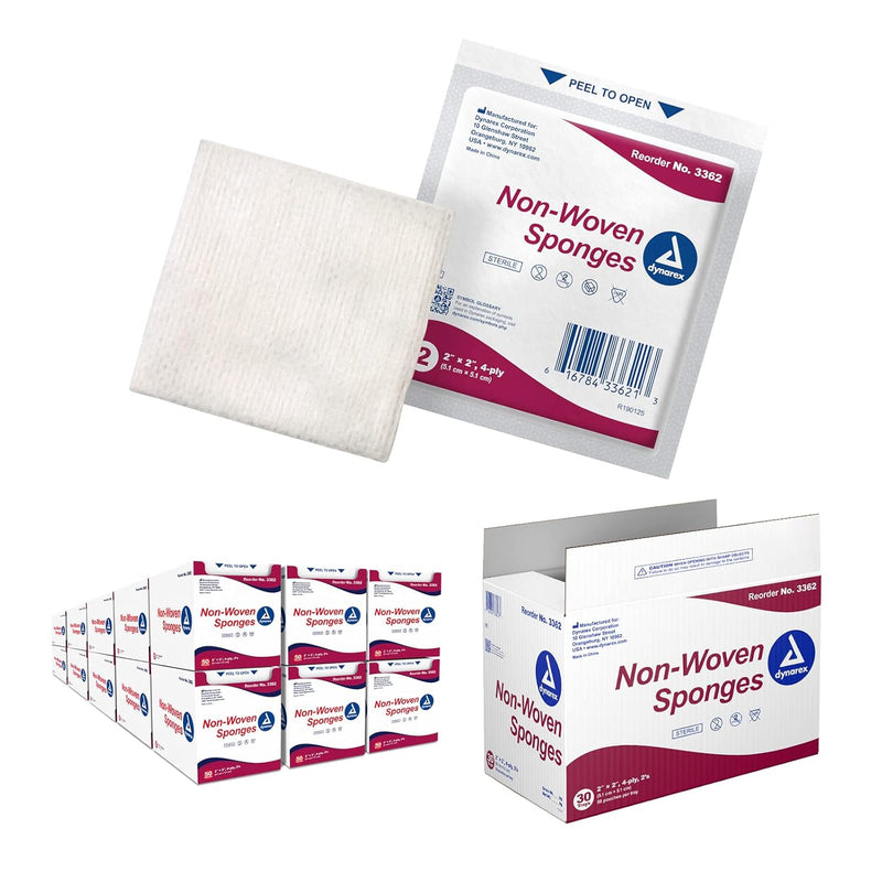 Dynarex Non-Woven Sponge - Sterile 2's, 2" x 2" 4 Ply - 50ea/bx, 30bxs/cs (1500 Count) Dynarex Non-Woven Sponge - Sterile 2's, 2" x 2" 4 Ply - 50ea/bx, 30bxs/cs (1500 Count)