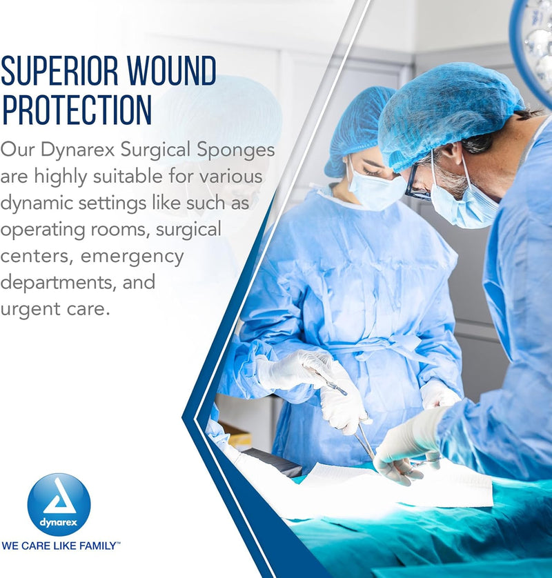 Dynarex Surgical Gauze Sponge, 2" x 2" 12 Ply, 200ea/bx, 40bxs/cs (8000 Count) Dynarex Surgical Gauze Sponge, 2" x 2" 12 Ply, 200ea/bx, 40bxs/cs (8000 Count)
