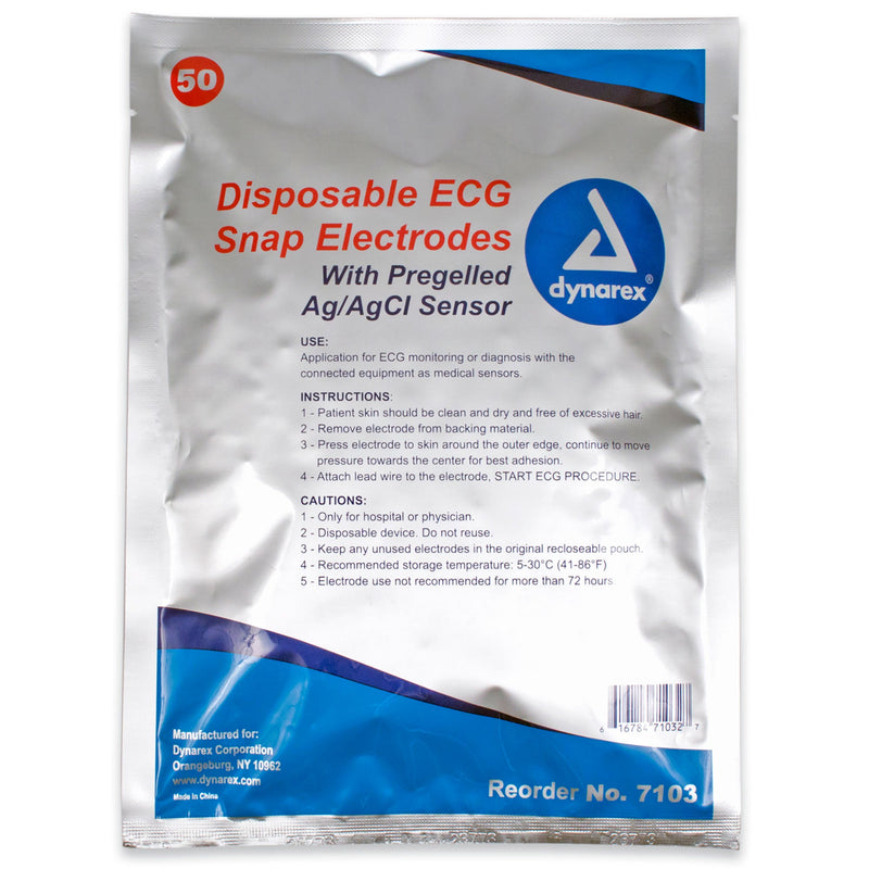 Dynarex ECG Snap Electrode - 50 per Pouch (600 Count) Dynarex ECG Snap Electrode - 50 per Pouch (600 Count)