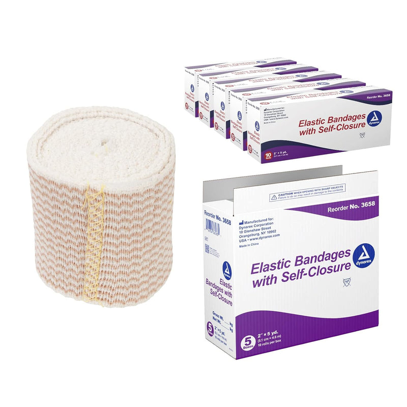 Dynarex Elastic Bandage w/ Self-Closure, 10ea/bx, 5bxs/cs (50 Count) Dynarex Elastic Bandage w/ Self-Closure, 10ea/bx, 5bxs/cs (50 Count)