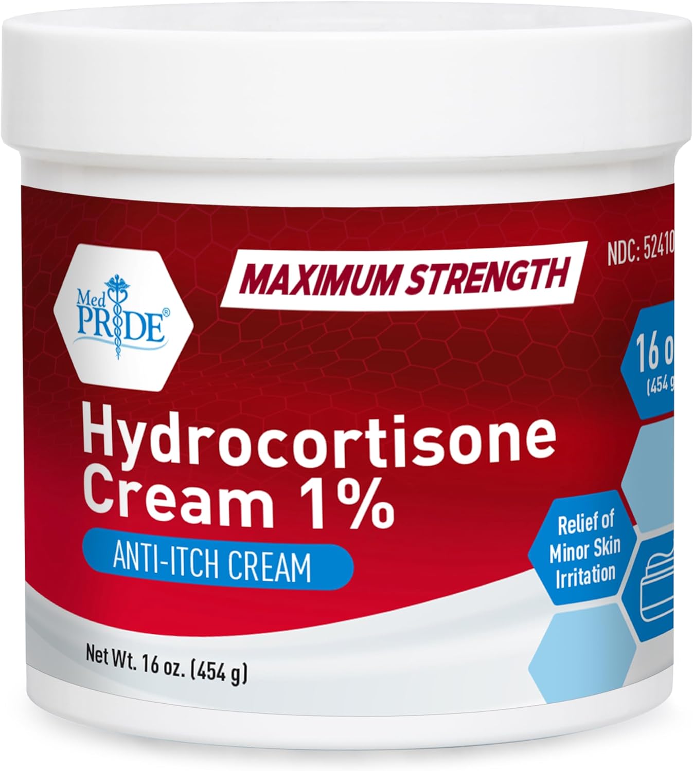 MedPride 1% Hydrocortisone Cream Maximum Strength Anti Itch Cream - 16oz. Jars - 24/cs. MedPride 1% Hydrocortisone Cream Maximum Strength Anti Itch Cream - 16oz. Jars - 24/cs.