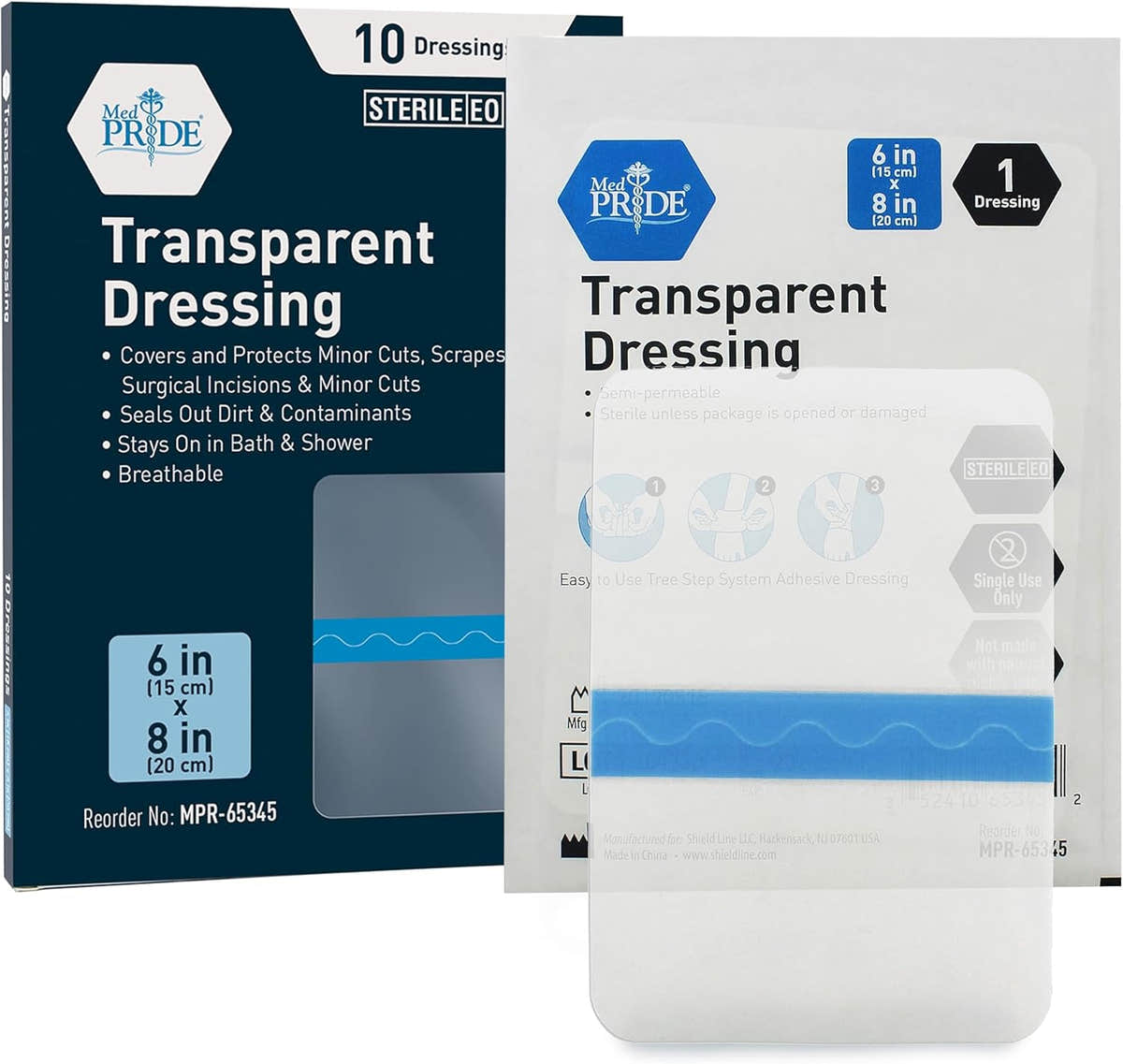MedPride Transparent Film, 6’’x8’’ Wound Dressing, 10/Pack, Case of 8 (80 Count) MedPride Transparent Film, 6’’x8’’ Wound Dressing, 10/Pack, Case of 8 (80 Count)