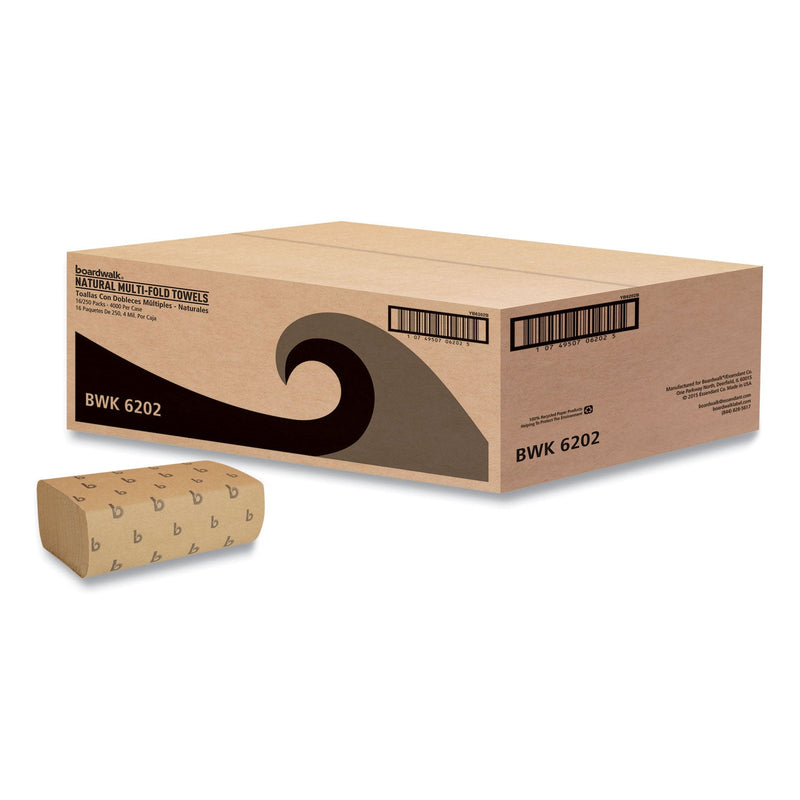 Boardwalk Multifold Paper Towels, 1-Ply, 9 x 9.45, Natural, 250/Pack, 16 Packs/Carton Boardwalk Multifold Paper Towels, 1-Ply, 9 x 9.45, Natural, 250/Pack, 16 Packs/Carton