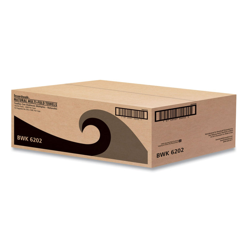 Boardwalk Multifold Paper Towels, 1-Ply, 9 x 9.45, Natural, 250/Pack, 16 Packs/Carton Boardwalk Multifold Paper Towels, 1-Ply, 9 x 9.45, Natural, 250/Pack, 16 Packs/Carton