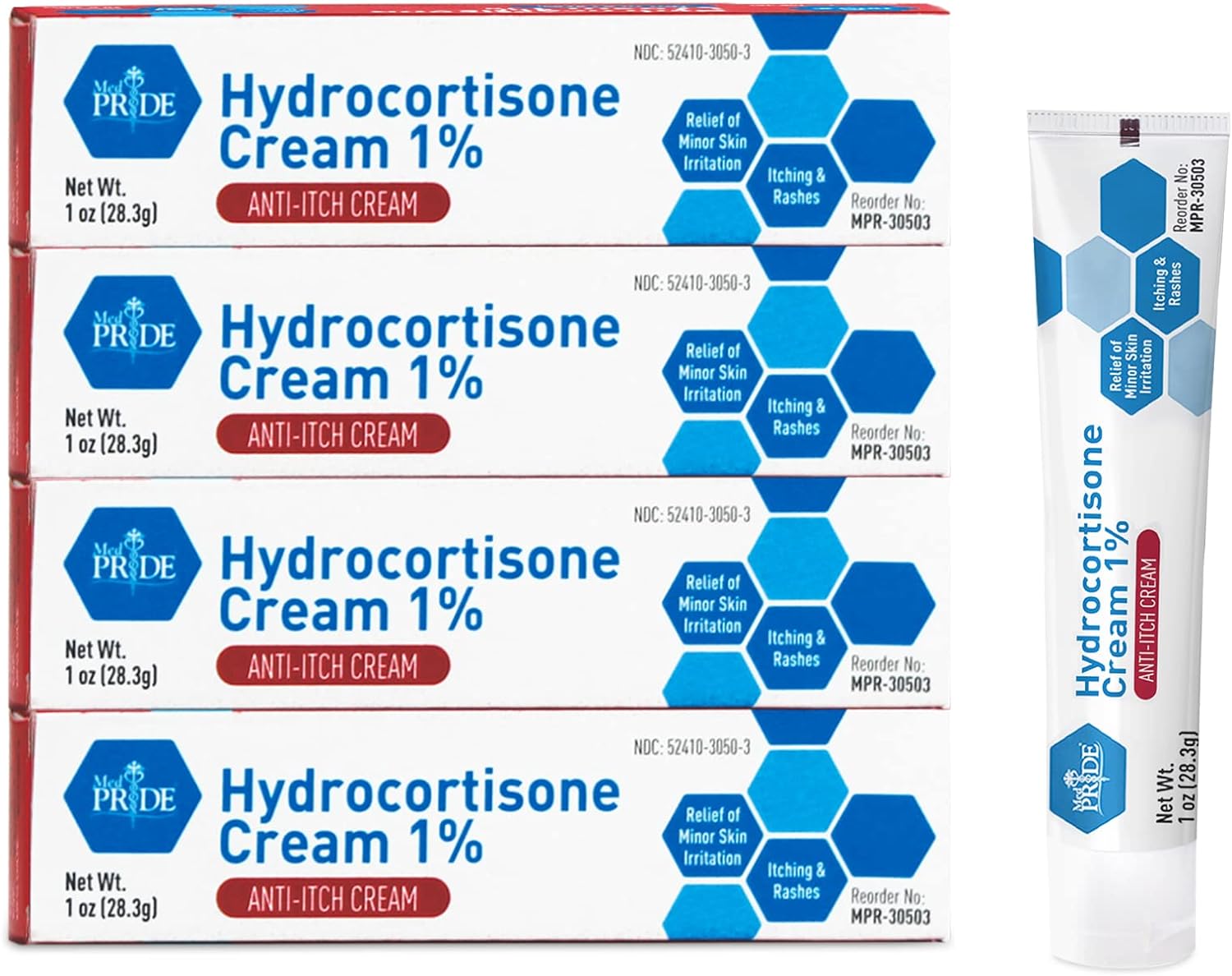 MedPride Hydrocortisone Cream 1% Dermatitis Cream Anti Itch Cream for Itchy Skin Relief, 1oz. Tubes - Indv. Boxed - 72/cs. MedPride Hydrocortisone Cream 1% Dermatitis Cream Anti Itch Cream for Itchy Skin Relief, 1oz. Tubes - Indv. Boxed - 72/cs.