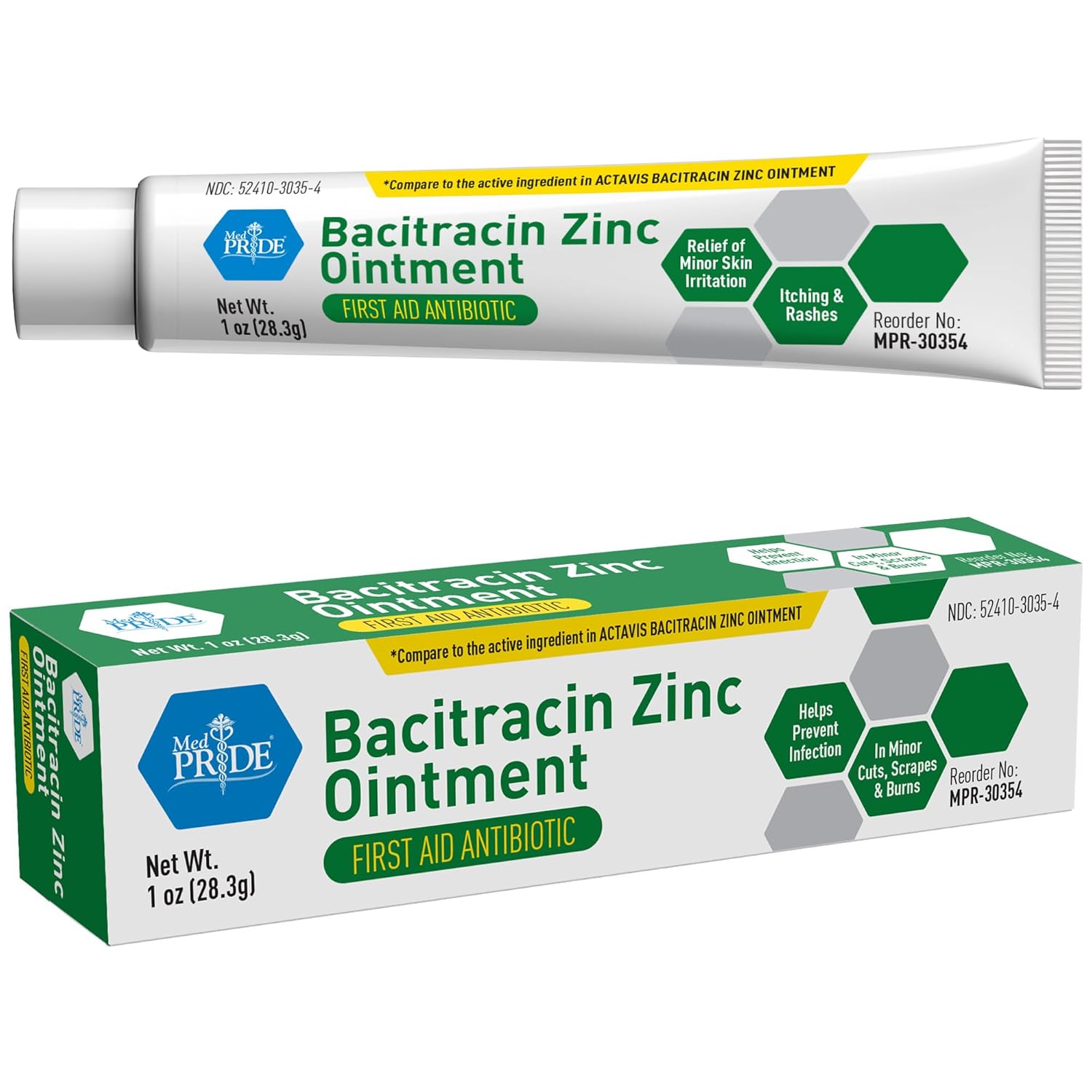 MedPride Bacitracin Zinc Ointment First Aid Antibiotic - 1oz. Tubes - Indv. Boxed- Case of 72 MedPride Bacitracin Zinc Ointment First Aid Antibiotic - 1oz. Tubes - Indv. Boxed- Case of 72