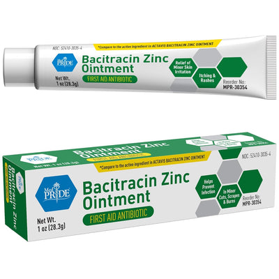 MedPride Bacitracin Zinc Ointment First Aid Antibiotic - 1oz. Tubes - Indv. Boxed- Case of 72 MedPride Bacitracin Zinc Ointment First Aid Antibiotic - 1oz. Tubes - Indv. Boxed- Case of 72