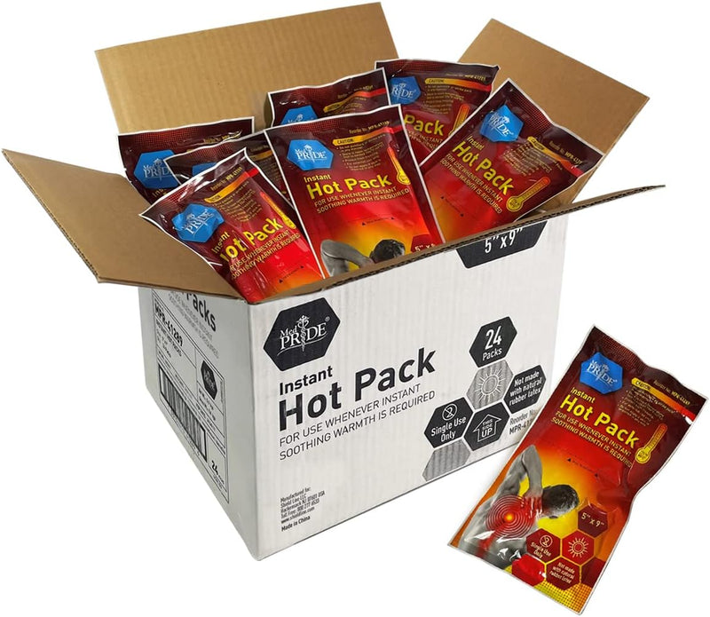 MedPride Instant Hot Packs Disposable Warm Compress Heating Pads - 5" x 9" - 24/cs. MedPride Instant Hot Packs Disposable Warm Compress Heating Pads - 5" x 9" - 24/cs.